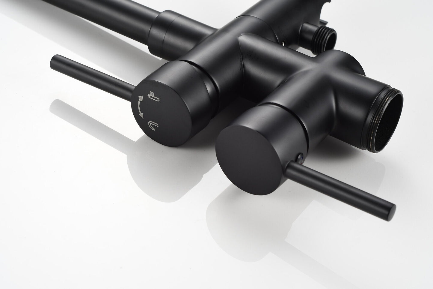 Mélangeur bain sur pied - avec douchette - noir mat