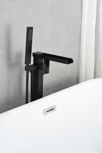 Mélangeur bain sur pied - avec douchette - noir mat