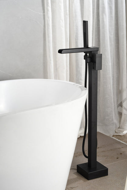 Mélangeur bain sur pied - avec douchette - noir mat