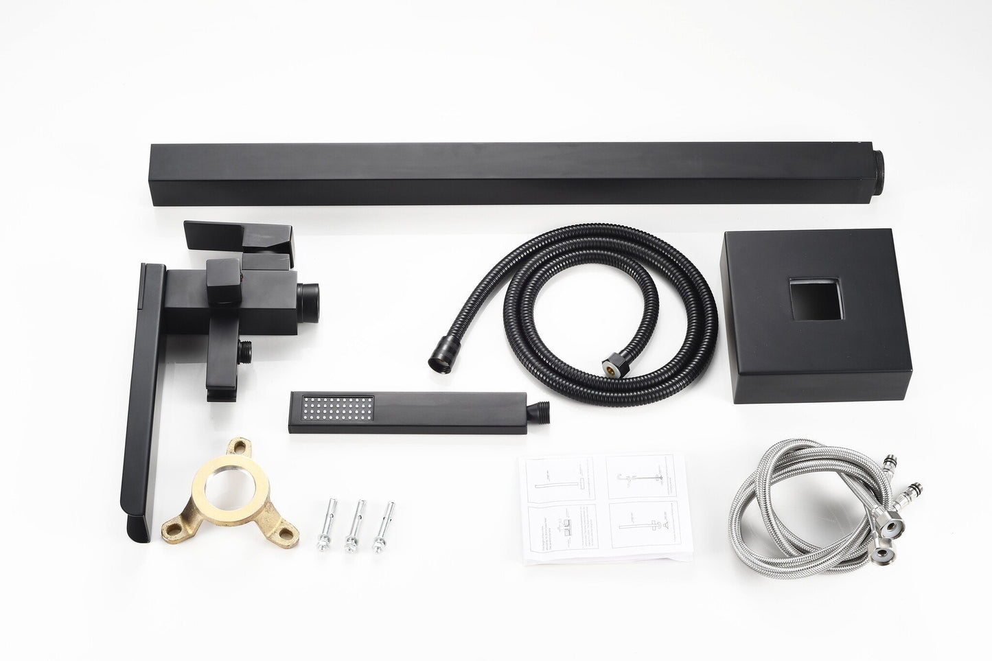 Mélangeur bain sur pied - avec douchette - noir mat