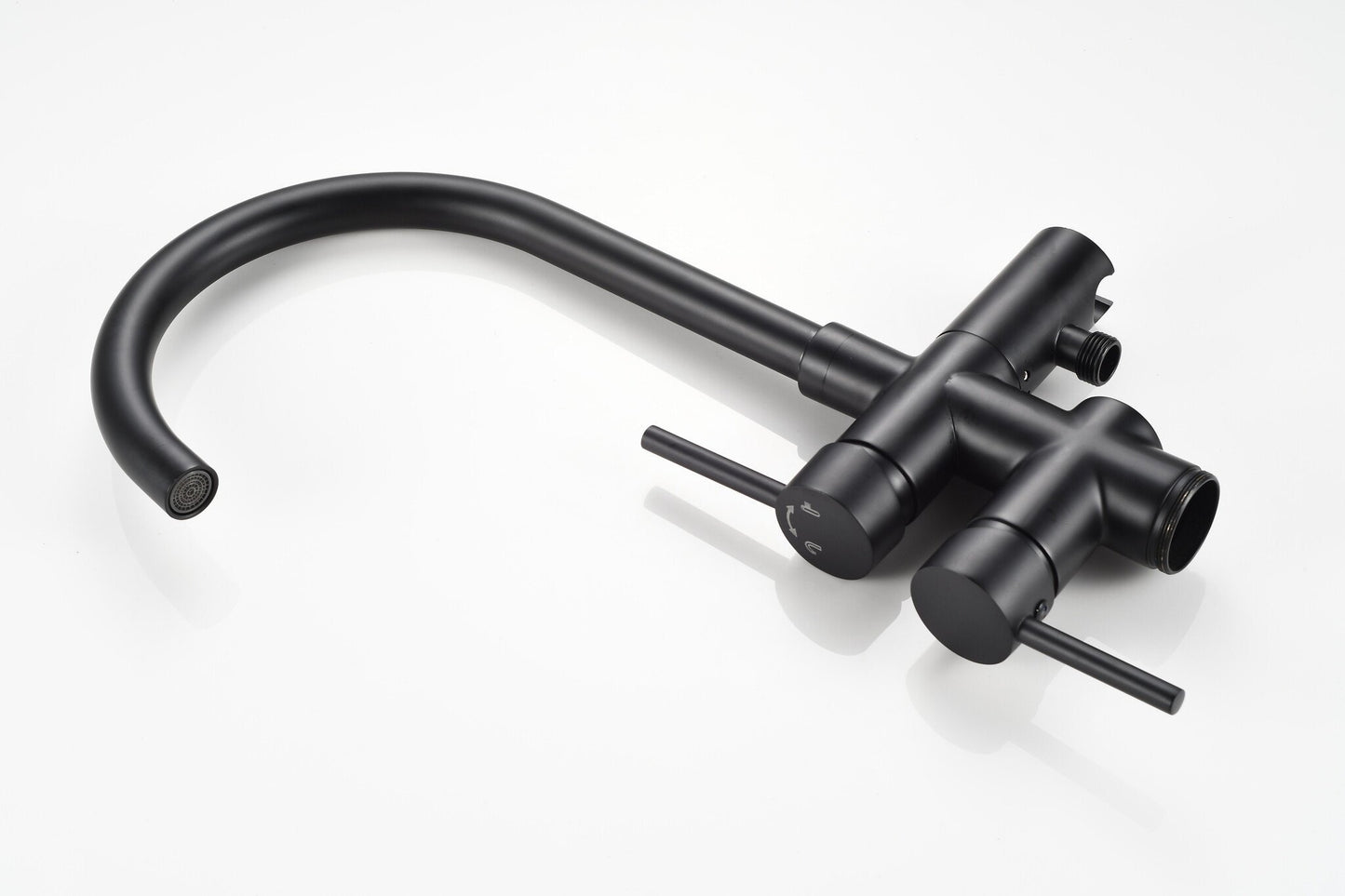 Mélangeur bain sur pied - avec douchette - noir mat