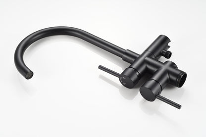 Mélangeur bain sur pied - avec douchette - noir mat