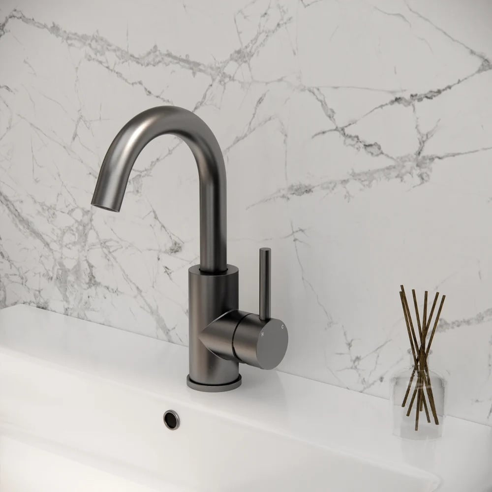 Robinet de lavabo en métal Gun avec bec pivotant à 180 degrés