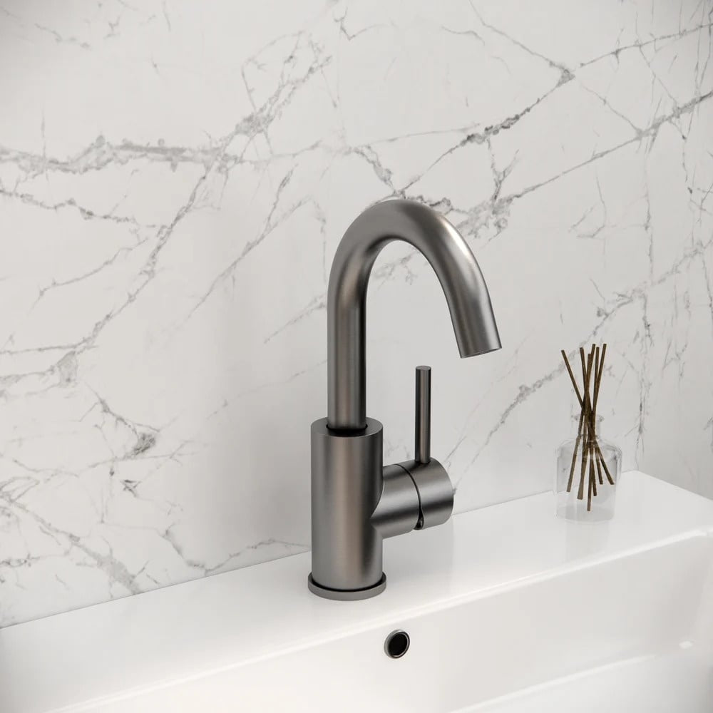 Robinet de lavabo en métal Gun avec bec pivotant à 180 degrés