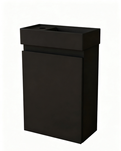 Nurion Meuble de toilette Milan - lavabo noir mat et armoire noire - 45 x 22,5 x 65 cm